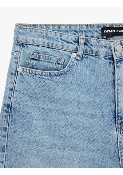 Koton Rahat Kalıp Pamuklu Bermuda Jean Şort Orta İndigo 6sam40229nd
