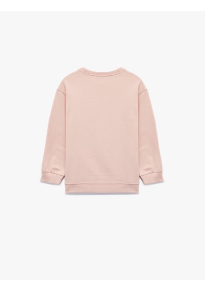 Koton Ayıcık Baskılı Uzun Kollu Bisiklet Yaka Pamuklu Sweatshirt Pembe 6wmg10072ak Gül
