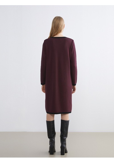 Lcwaıkıkı Classic Bordo Bisiklet Yaka Triko Elbise