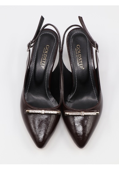 Nesilshoes Nesil Shoes Elva 761 Khv Krşk Rgn Topuklu Kadın Ayakkabı Kahve Kırışık Rugan