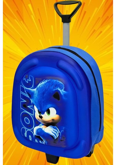 Tezzgelsin Kirpi Sonic 3d Baskılı Çekçekli Anaokulu Kreş 2-6 Yaş Sırt Çantası Ve Okul Çantası MAvi