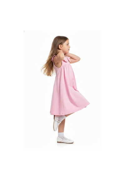 Toontoy Kids Toontoy Kız Çocuk Regular Fit Bebe Yaka Düğmeli Kısa Kollu Elbise 25049 Pembe