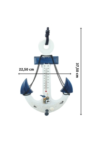Marin Dekoratif Çapa, Termometreli, 37 cm