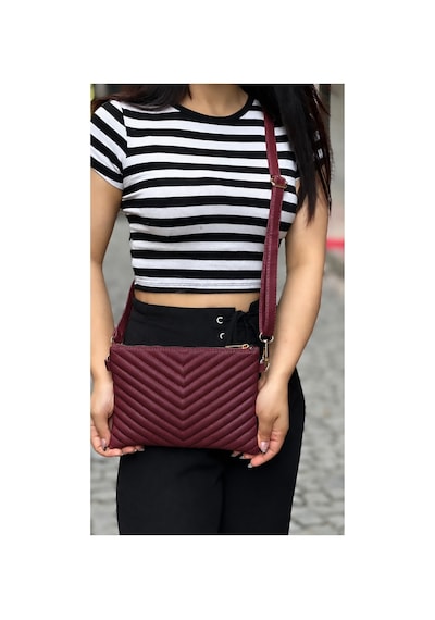 Sanmorris Kadın Suni Deri Ayarlanabilir Çapraz Ve El Askılı Portföy, Clutch Çanta S-1407 Bordo