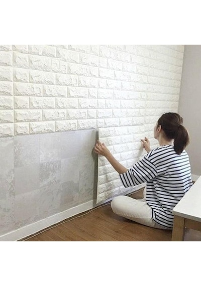 3d Tuğla Desenli Kendinden Yapışkanlı Duvar Paneli 58x38 Cm Belirtilmemiş