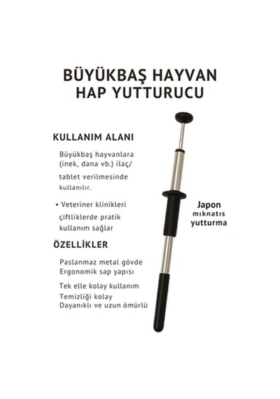 Büyükbaş Hayvan Hap Ve Mıknatıs Yutturucu 2'si 1 Arada