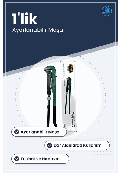 Maşalı Boru Anahtarı 1'lik Küçük Tesisat Manuel El Aleti Dar Alan