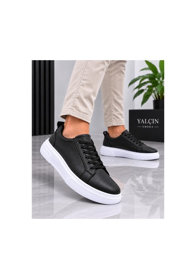 Yalçın Erkek Casual Bağcıklı Ortopedik Rahat Kaymaz Taban Sneaker Ayakkabı Siyah - 919615758 Siyah