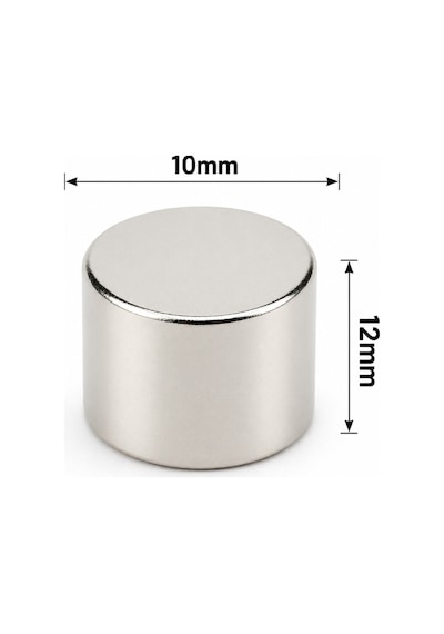 10 Adet - 10x12 Mm Neodyum Mıknatıs Neodim Magnet Yuvarlak