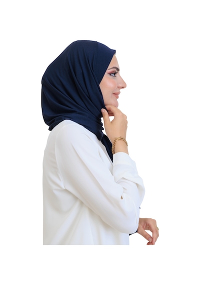 Modish Group Penye Boyun Kapamalı Şal Başörtü Hazır Giyim Turban Esnek Jersey Şal Lacivert