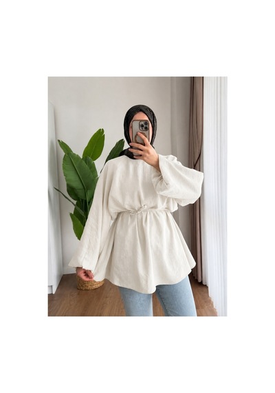 Unika Boutique Balon Kol Astarlı Tunik Beyaz 611