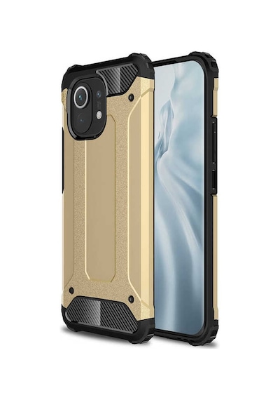 Noktaks - Xiaomi Uyumlu Xiaomi Mi 11 - Kılıf Çift Katman Zırh Tank Crash Military Kapak - Gold