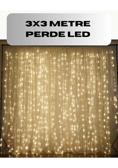 3x3 Perde Led Işık Şelale Model Özel Gün Dekoratif Aydınlatma Çok Renkli