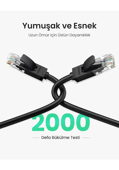 Ugreen Cat6 Ethernet Kablosu, 1 Metre, Siyah, 20159