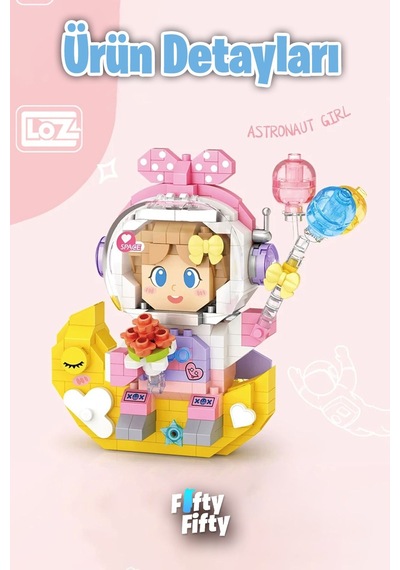 Loz Micro Block Serisi Pembe Astronot 410 Parça Oyuncak Yapım Seti Fflz-8828