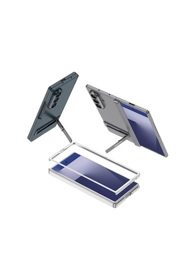 Senon Galaxy Uyumlu Z Fold 7 Kılıf Zore Kıpta Standlı Kapak Siyah