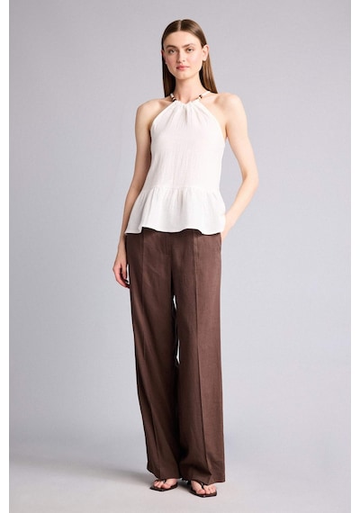 Defacto Regular Fıt Halter Yaka Müslin Kolsuz Bluz H5972ax26smwt34 Beyaz-wt34