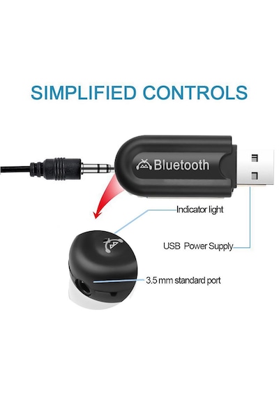 HJX-001 Araba USB Bluetooth 5 Adaptörü Ses Müzik Alıcı 3.5mm Aux Araç Kiti Kablolu Hoparlörü, Kulaklığı Telefona Bağlar