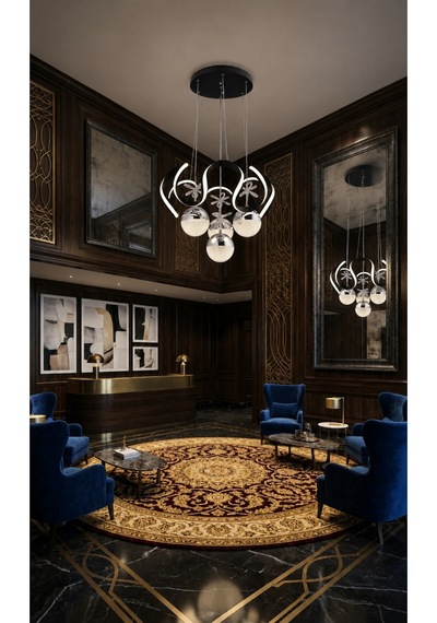 Stella 4 Top Siyah Led Sarkıt Avize,3 Renk Yanabilen Modern Avize,salon Led Avize