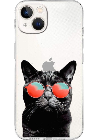 Apple Uyumlu iPhone 13 İle Kedi 3 Kamera Korumalı Şeffaf Kılıf