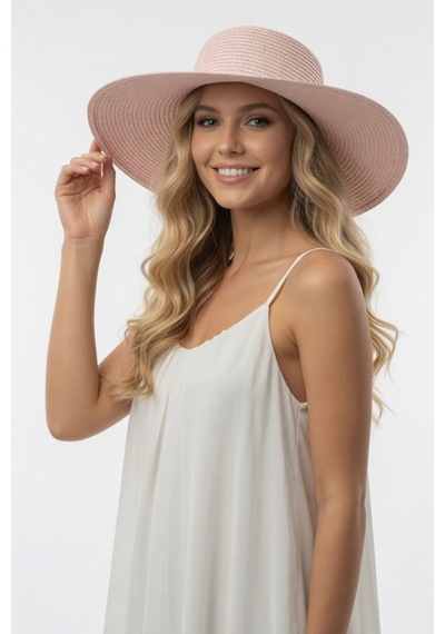 Mollycrush Kadın Hediyelik Yazlık Toz Pembe Fötr Şapka Plaj Ve Günlük Kullanıma Uygun Model Toz Pembe