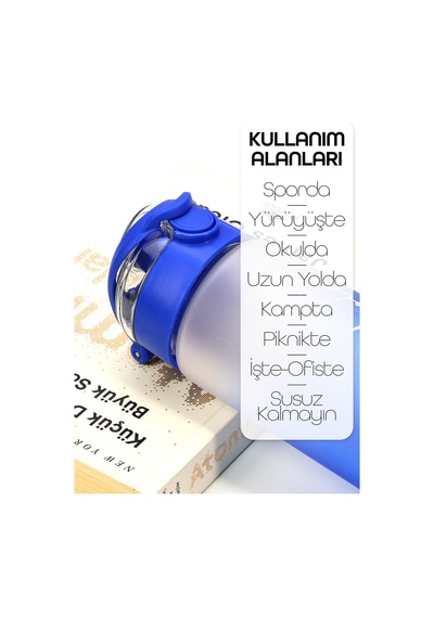 Su Matarası Tritan Geniş Ağız Su Şişesi Gradient Type Spor Matarası Suluğu Bpasız 630 Ml Mavi 0111