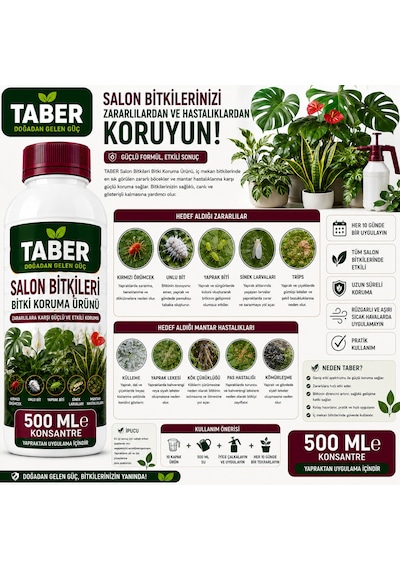 Taber Salon Bitkileri Bitki Bakım Ürünü 500 Ml Konsantre İç Mekân Bitkileri İçin Yapraktan Uygulama Diğer