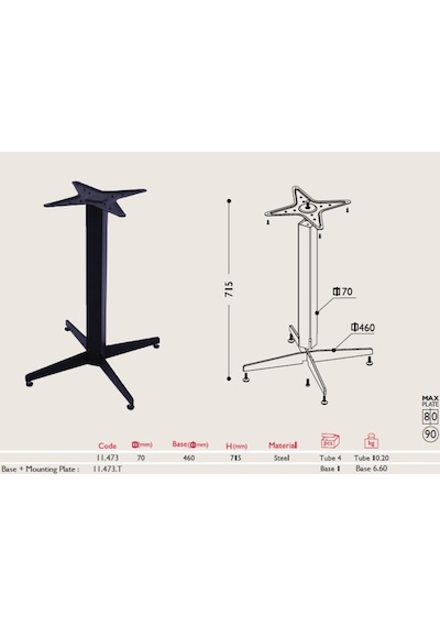 Gürçayhırdavat Tablalı Masa Ayağı 11.473 - Taban Çapı 46Cm