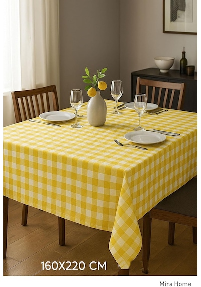 Mira Home Kareli Masa Örtüsü Sofra Bezi 160x220 Cm Rustik Çok Renkli