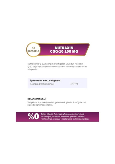 Nutraxin Nutraxın Koenzım Q10 Tablet 1 Paket 1 X 30 Kapseln , 0.08 Kg