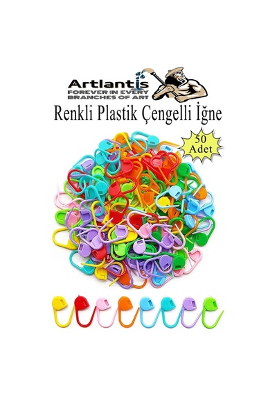 Plastik Çengelli İğne 50 Li 1 Paket Örgü Ayracı Renkli Oval Çengelli İğne Klips İlmek Sabitleyici Belirleyici İp Tutucu