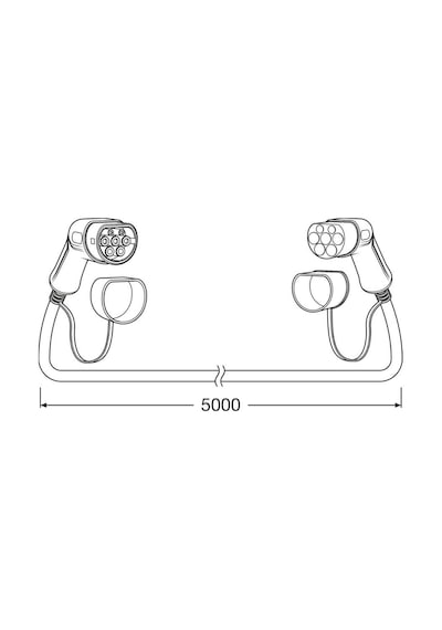 Osram 480v Ac Elektrikli Araç Şarj Kablosu Tip2 3 Fazlı 32 A 22000w 5 Mt