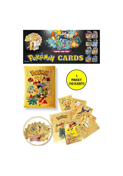 Pokemon Oyun Kartı Tcg Gold Booster Pack - 1 Paket 10 Kart