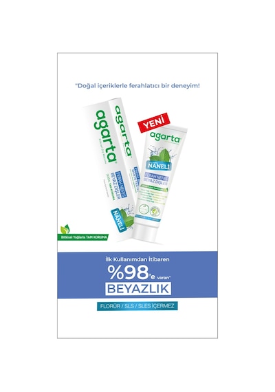 Agarta Doğal Diş Macunu 100ml Naneli 9 Lu Set Beyazlık
