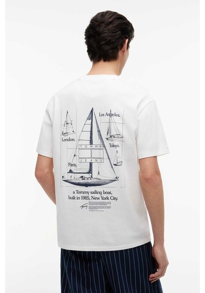 Tommy Hilfiger Tjm Rlx Saılboat Ss Tee Erkek Beyaz T-shirt - Dm0dm23184