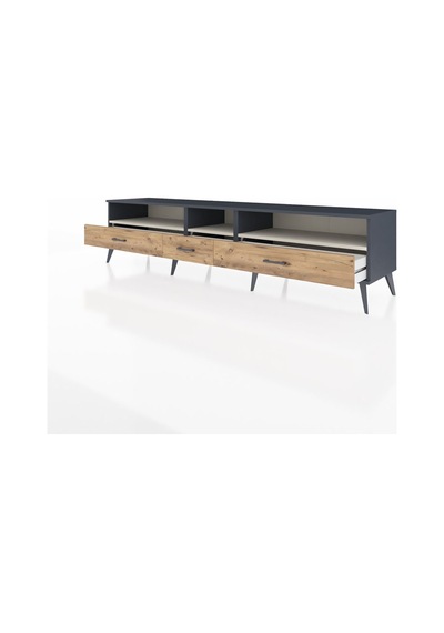 Hyperion Tv Ünitesi 3 Raflı 3 Çekmeceli 220x44x51 Antrasit-aytaşı/çam Aytası/atlas Çam - Antrasıt