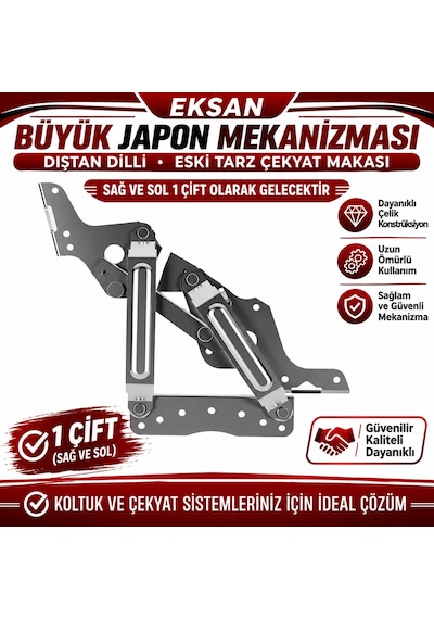 Eksan B.japon Eski Tip Çekyat Kanepe Mekanizması Sağ Ve Sol 1 Takımdır Metalik