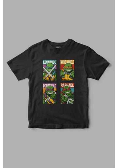 Ninja Turtles "bro's" Baskılı Tişört Siyah