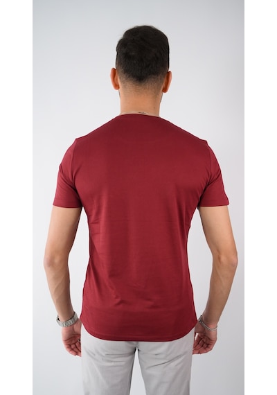 Sıfır Yaka Bisiklet Yaka Penye Likralı Bordo Erkek Tshirt Bordo
