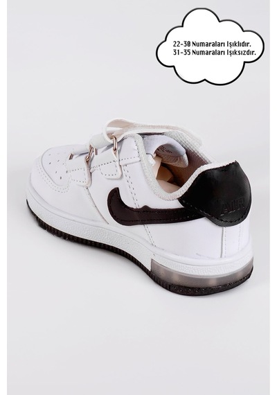 Nese Shoes Işıklı Çocuk Ortopedik Destekli Sneaker Beyaz-siyah