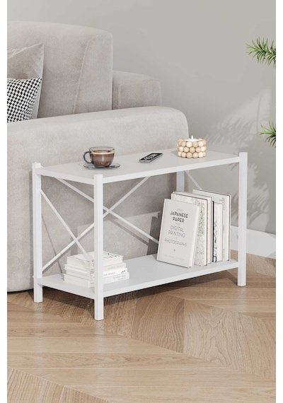 Koltuk Yani Sehpa Beyaz Profil Beyaz Sunta 60x24x44 Cm Mtl023