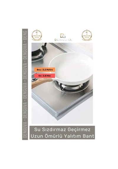 Premium Su Geçirmez Sızdırmaz Dayanıklı Pvc Yağ Kenar Küf Önleyici 3.2m Gri İzolasyon Bant 2 Adet