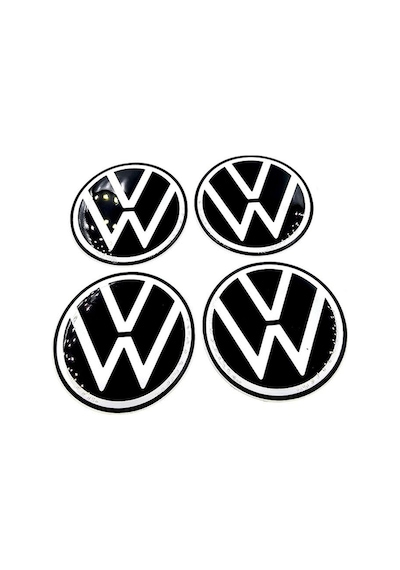 Yeni Nesil Tasarım Damla Sticker Siyah Volkswagen Jant Göbeği 5.5cm Uyumlu