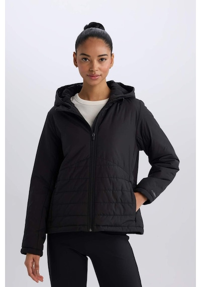 DeFactoFit Su İtici Regular Fit Kapüşonlu Fermuarlı Mont D6085AX25SPBK81 Siyah