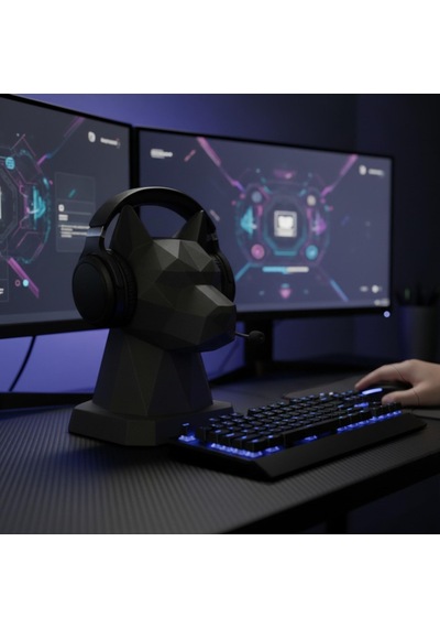 Happy3dworld Köpek Figürlü Kulaklık Standı, 3d Baskı Low Poly Masaüstü Düzenleyici