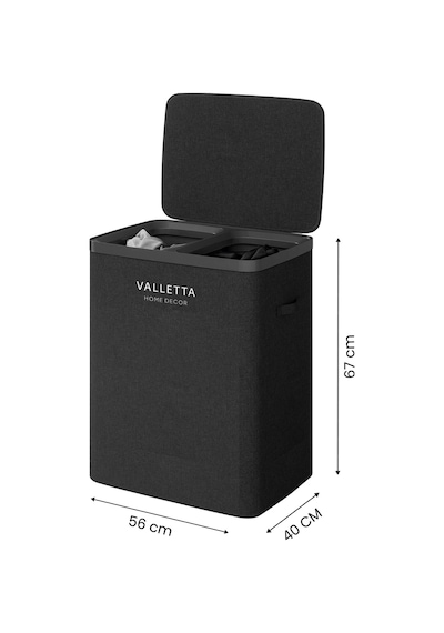 Paloma 100l Çift Yıkanabilir Bölmeli Katlanabilir Kumaş Kirli Çamaşır Sepeti Ink Black Xl