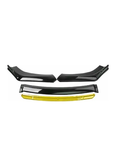 Sarı 4 Parça Ön Lip Universal Ön Tampon Eki Piano Black Sarı Renk
