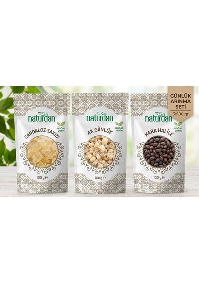 Sandaloz Sakızı - Ak Günlük - Kara Halile - Günlük Arınma Seti - 3x100 Gr.