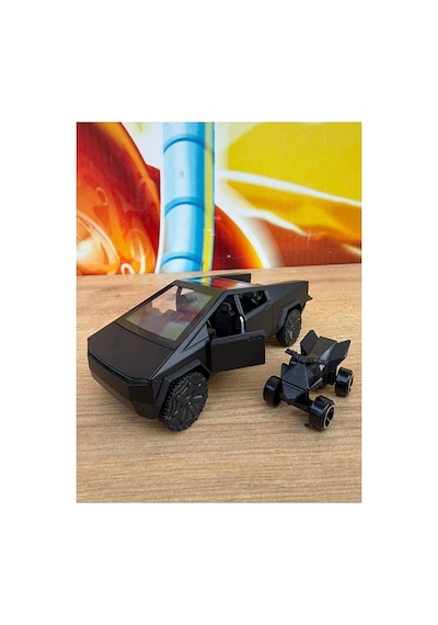 Tesla Cybertruck Diecast Pickup Tesla Model Motorlu Diecast Araba Siyah Mini