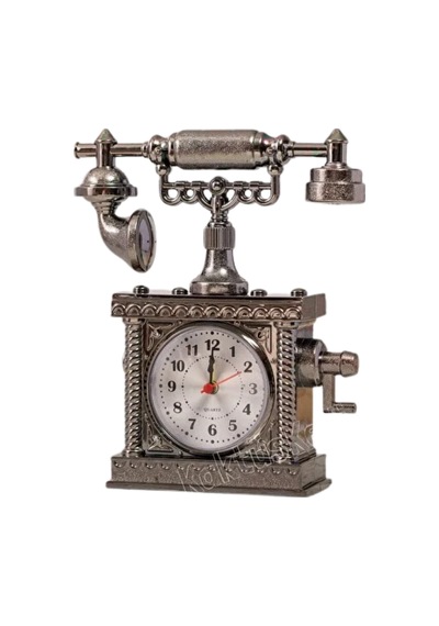 Nostaljik Telefon Tasarımlı Masa Saati Yüksek Sesli Alarm Renkli